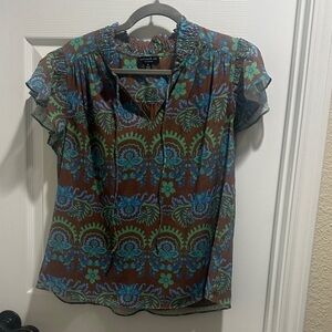 Current Air Floral Short-Sleeve Blouse